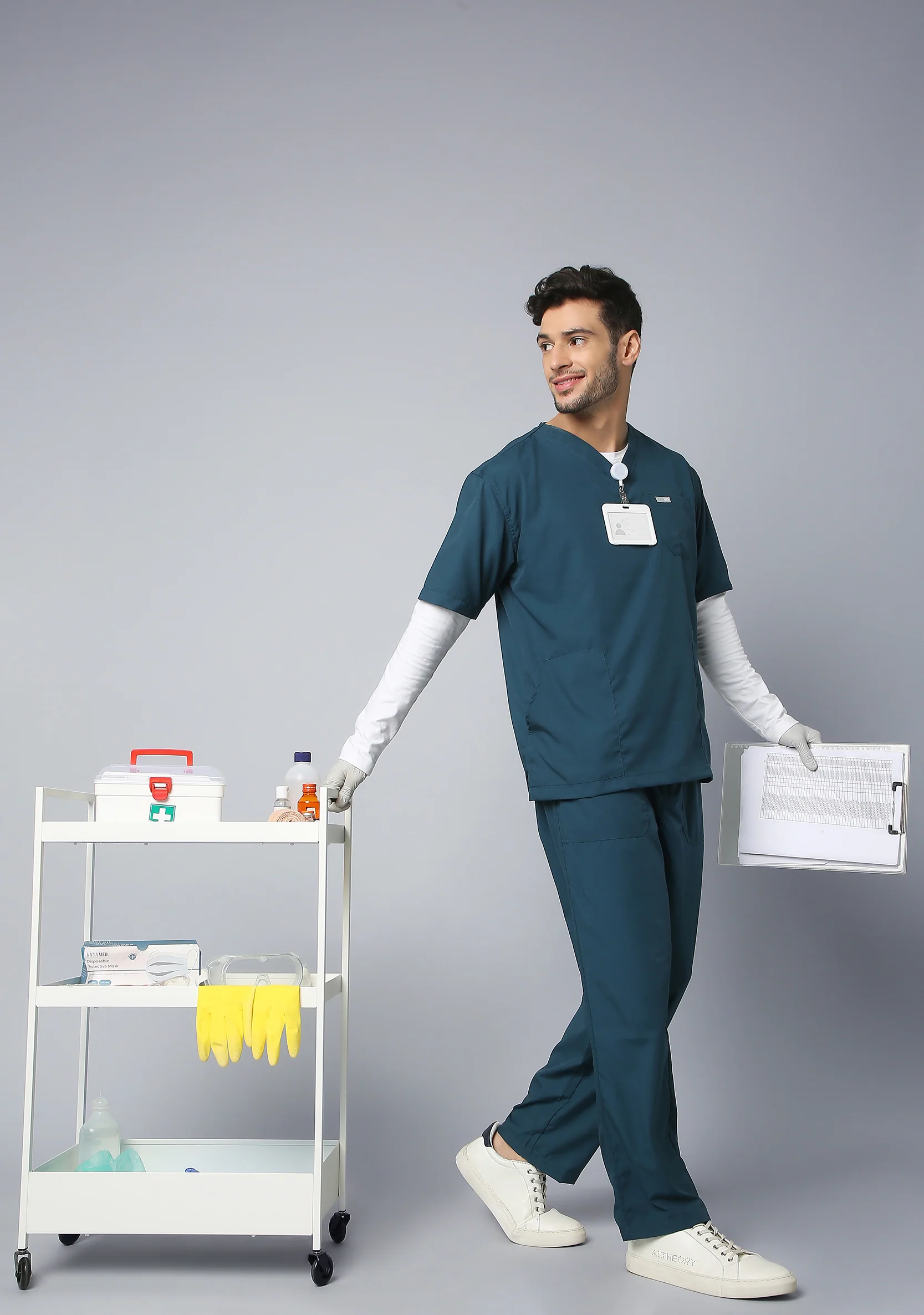 Classic Men's 2-Pocket (Forest Green) Scrub Bottom - Image 3