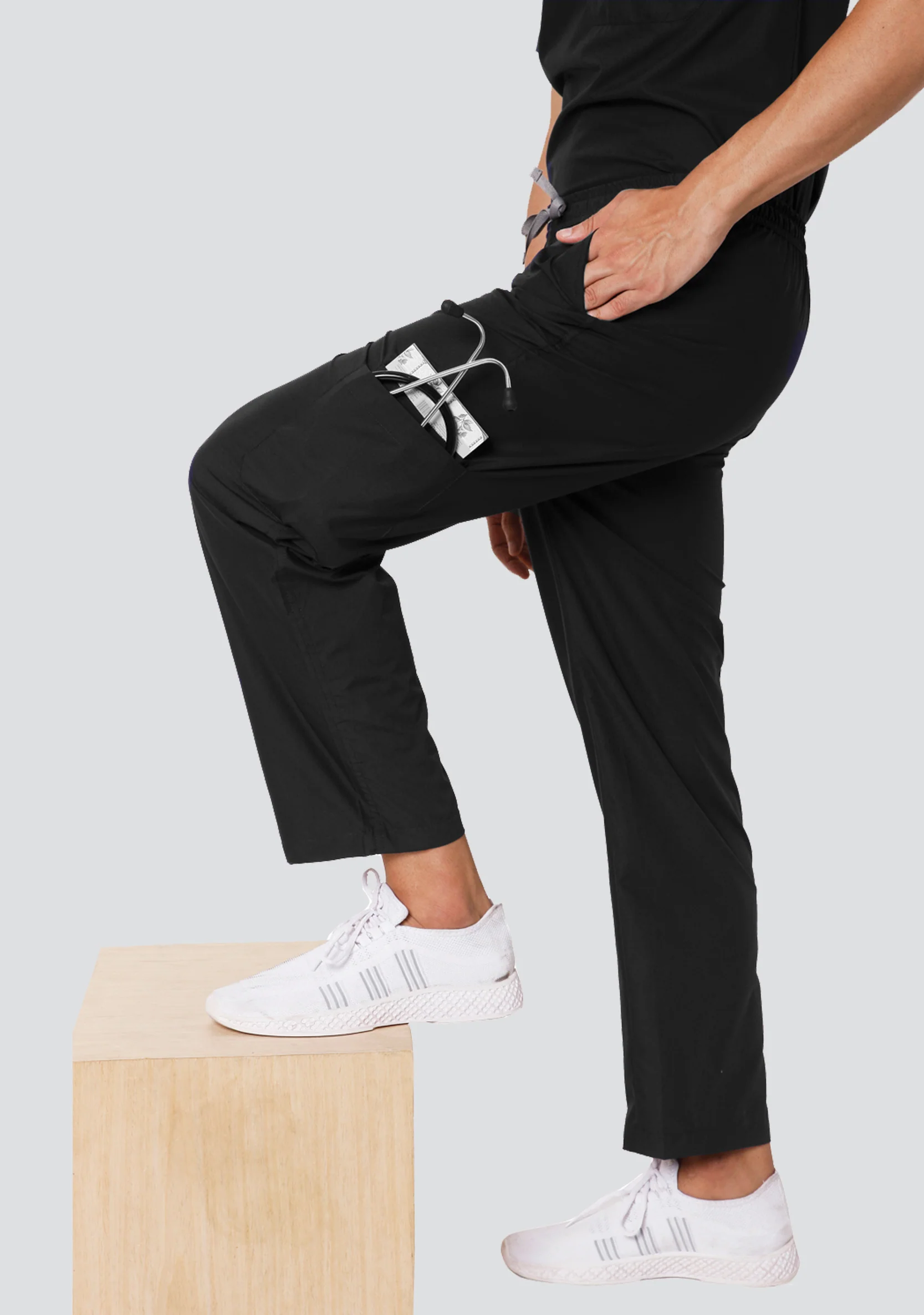 Classic Men's 6-Pocket Essential (Black) Scrub Bottom