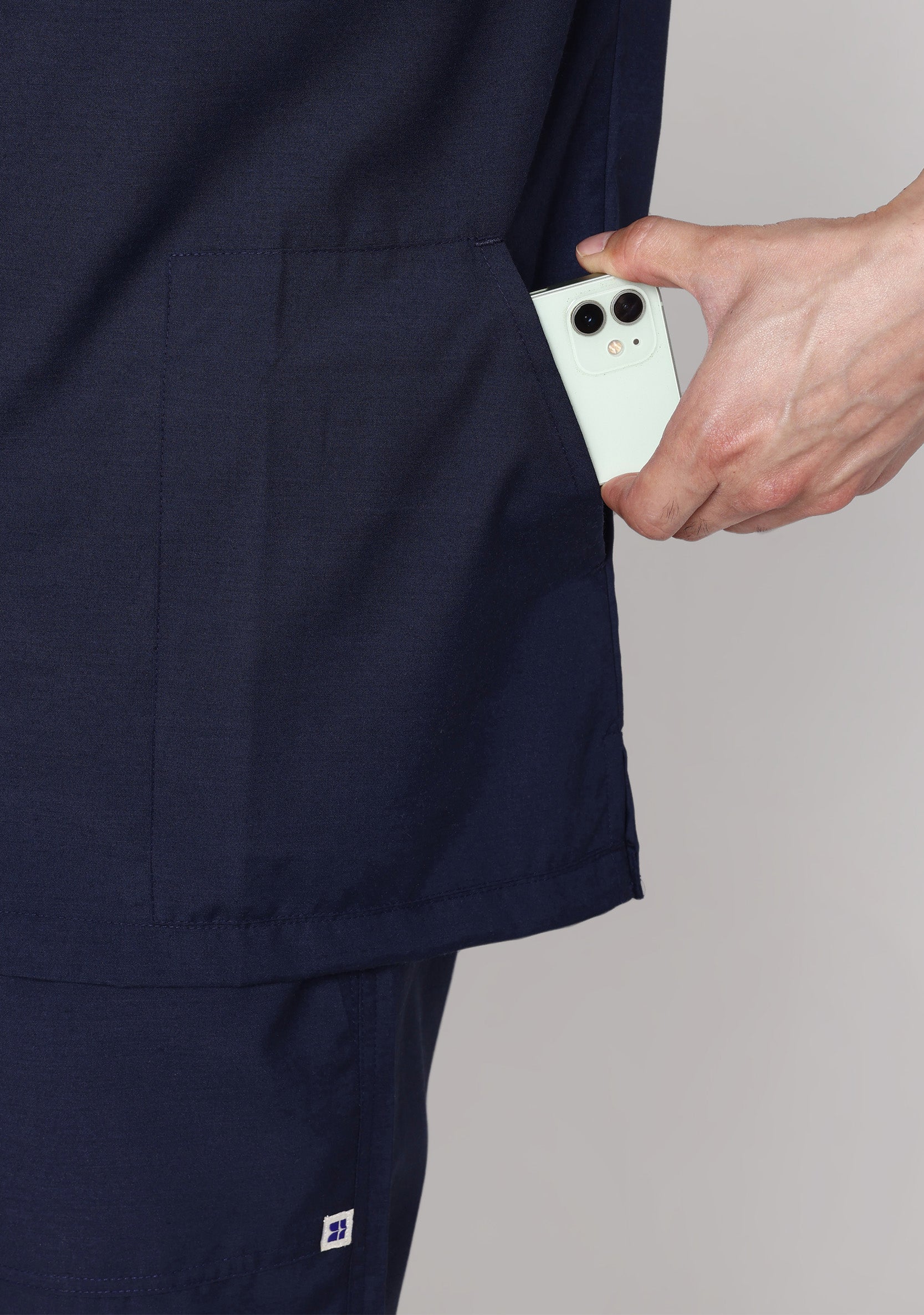 Classic Men's V-Neck (Navy) Plus Size Scrub - Image 3