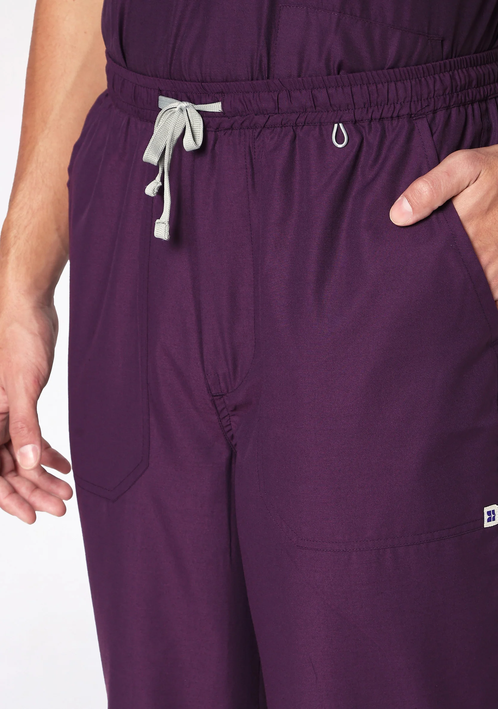 Classic Men's V-Neck (Wine) Plus Size Scrub - Image 3