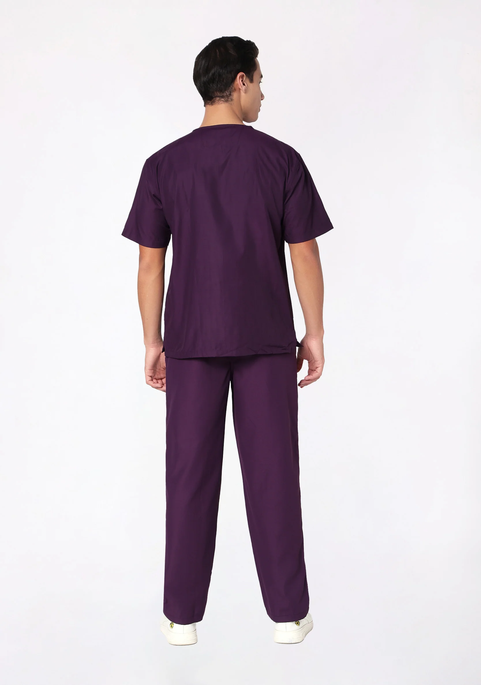 Classic Men's V-Neck (Wine) Plus Size Scrub - Image 4