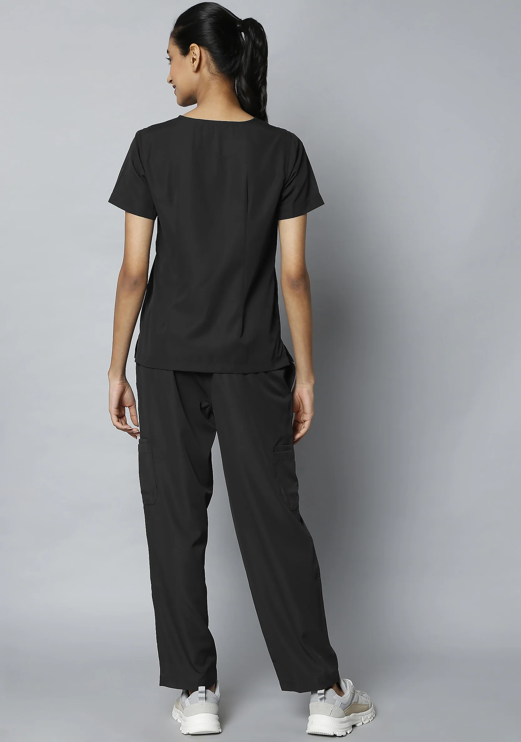 Classic Women's 10 Pocket (Black) Scrub - Image 4