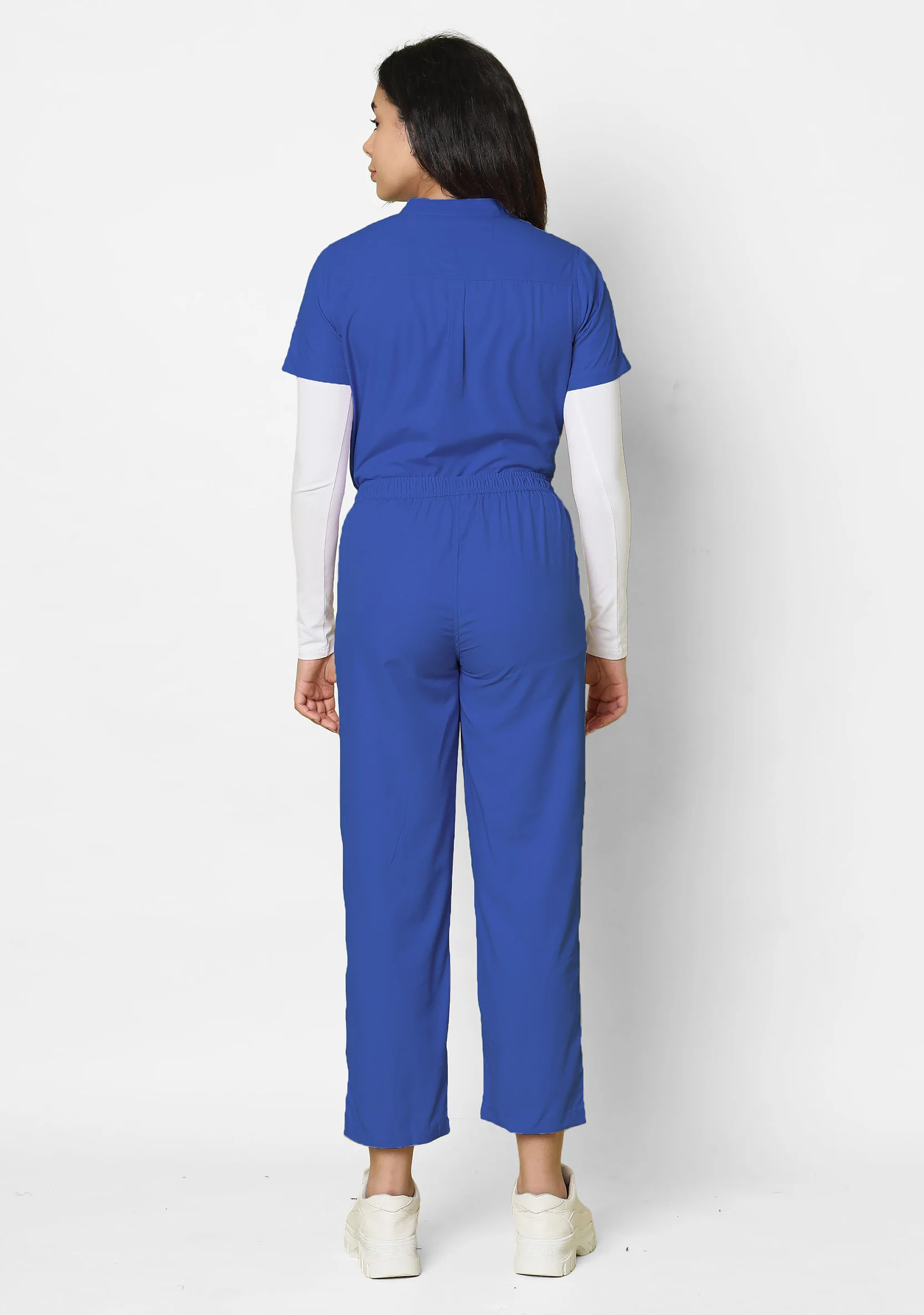 Classic Women's Mandarin Collar (Galaxy Blue) Scrub - Image 5