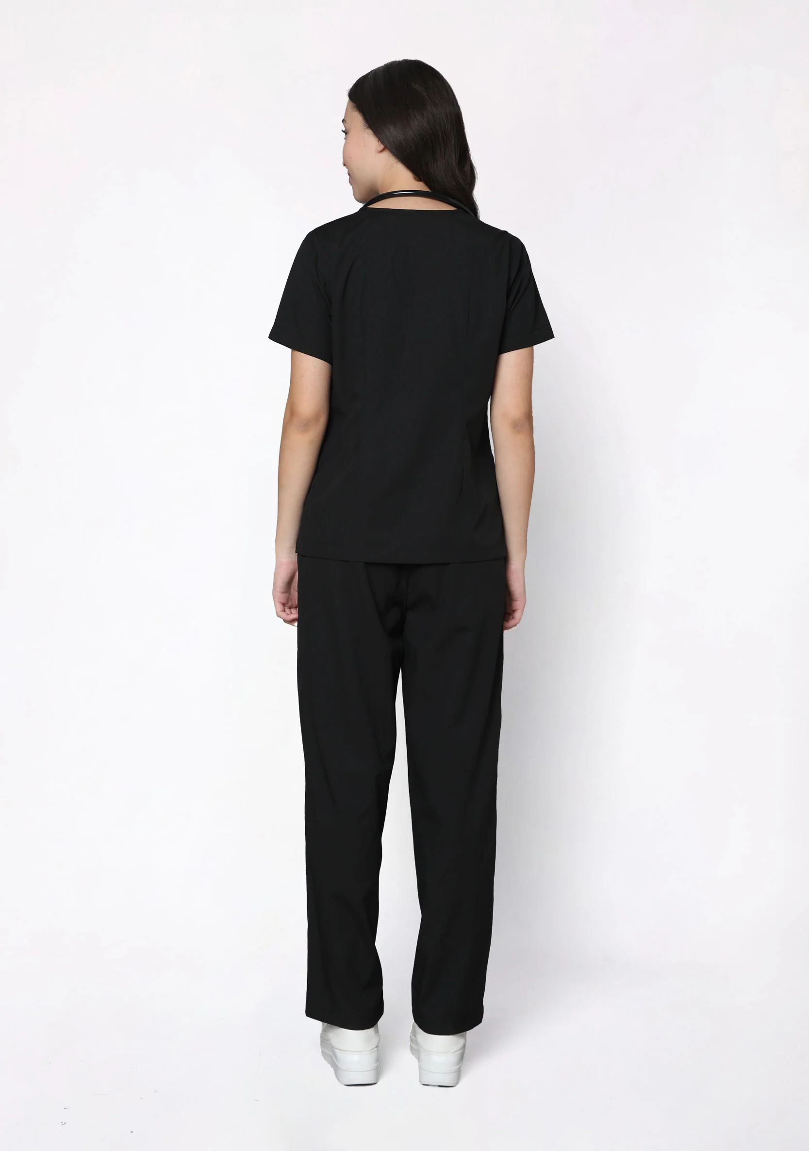 Classic Women's V-Neck (Black) Plus Size Scrub - Image 5