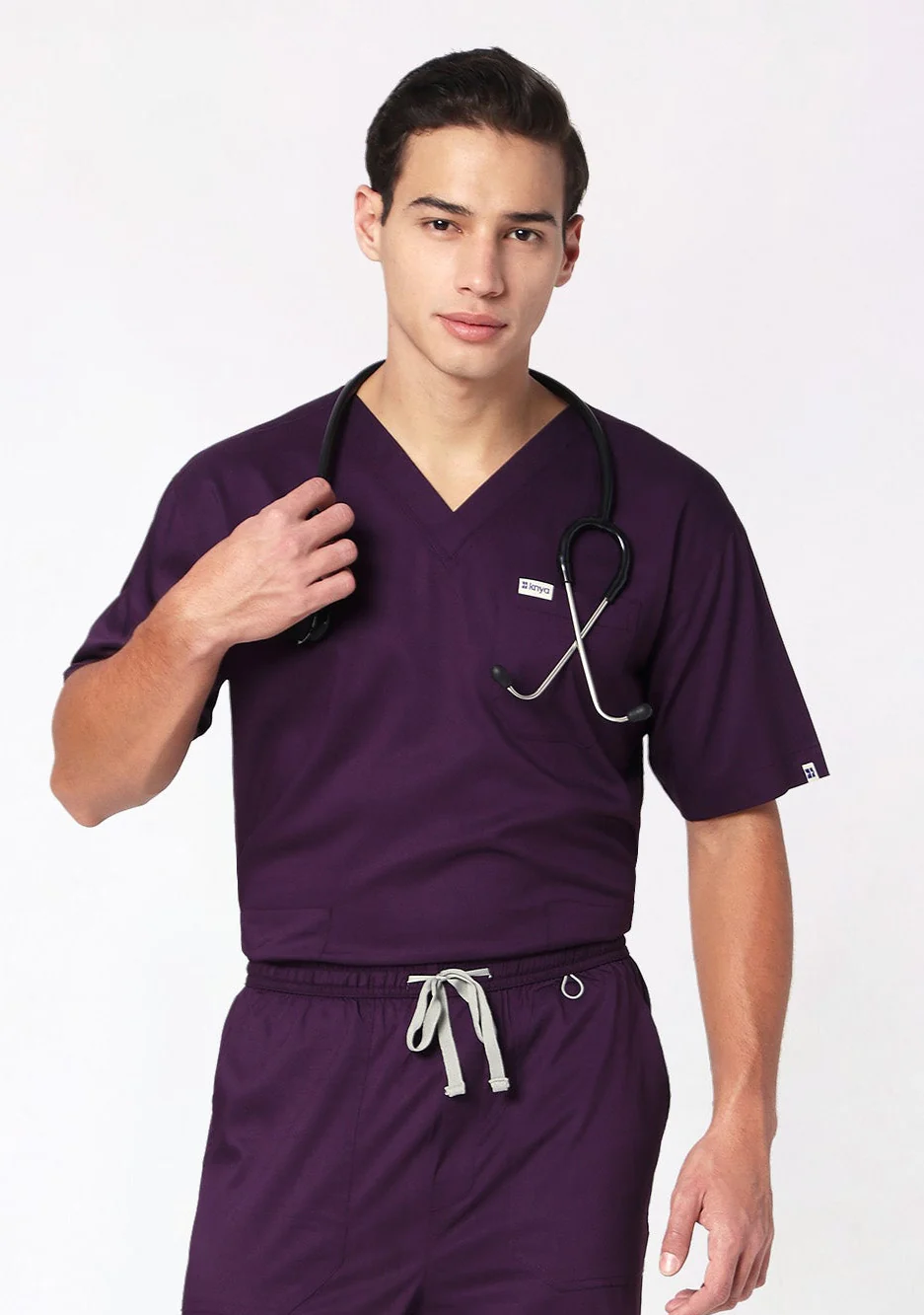 Ecoflex Lite Men's 3 Pocket (Wine) Scrubs Top