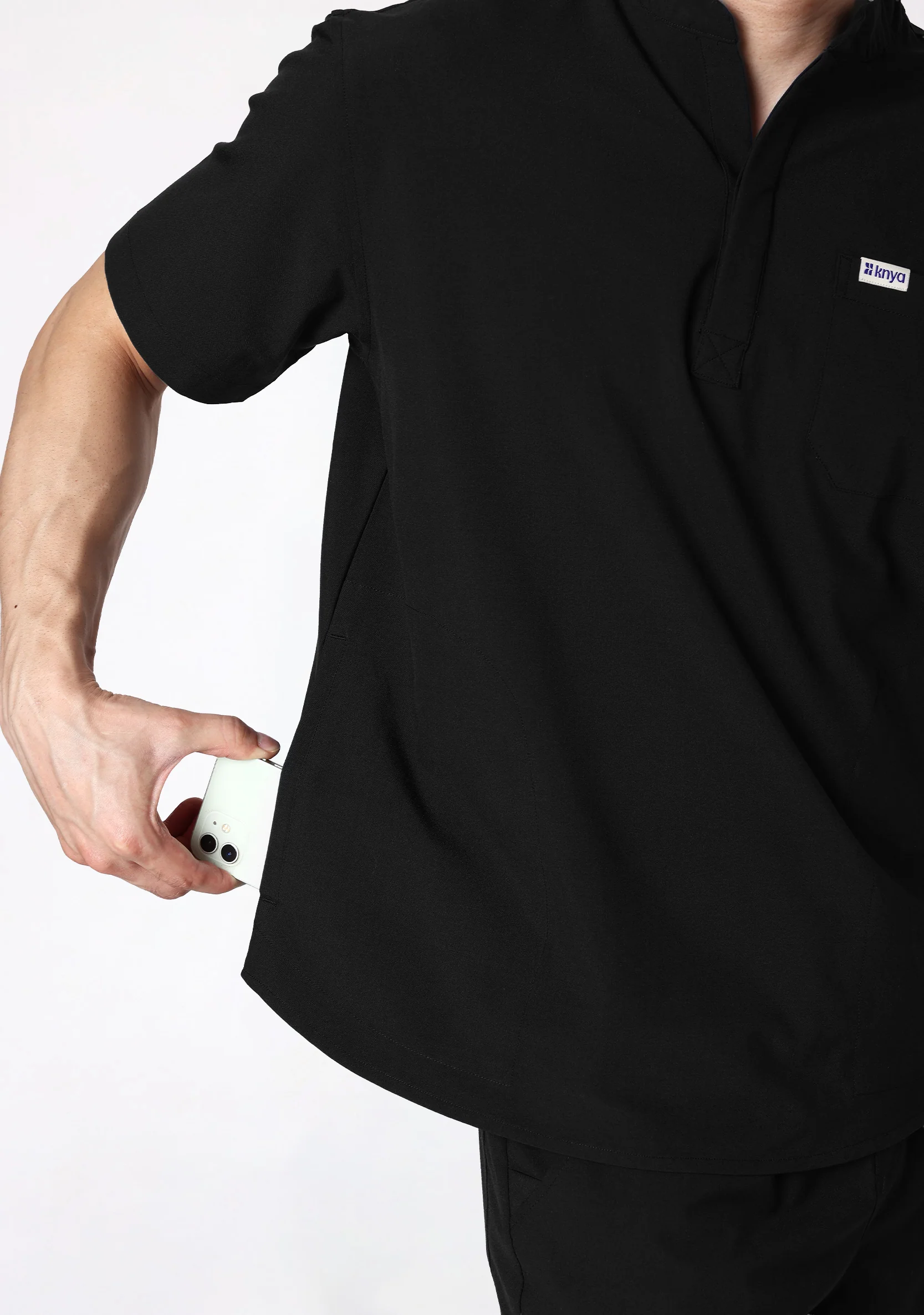 ecoflex™ Men's Mandarin Collar (Black) Scrubs - Image 4