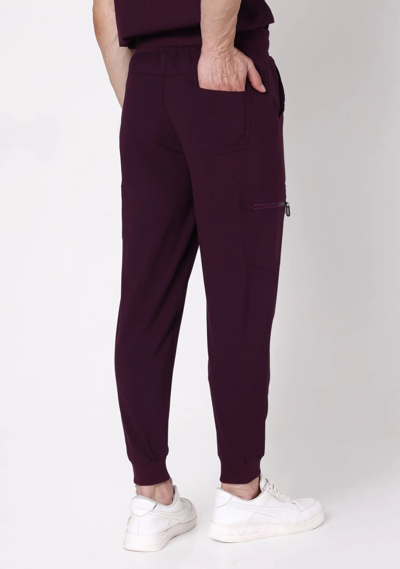 ecoflex™ Men's Mandarin Collar (Wine) Scrubs - Image 5