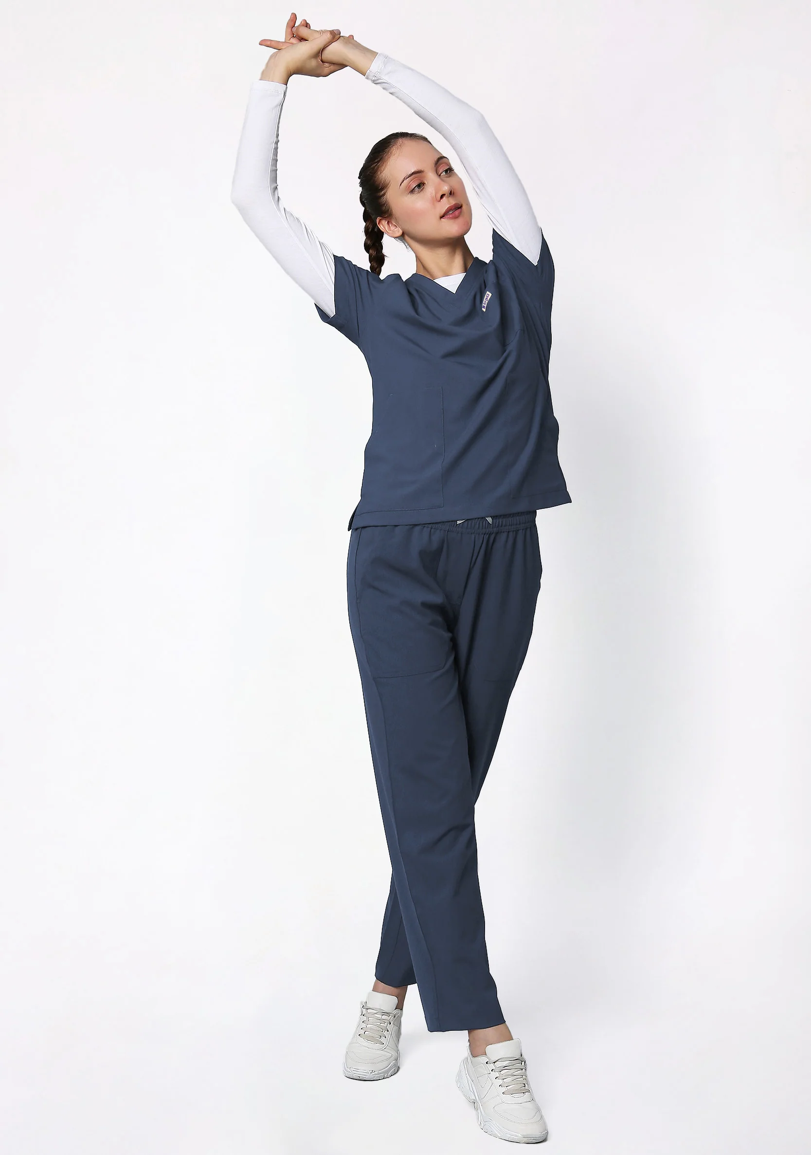ecoflex™ Women's V-Neck (Steel Grey) Scrub - Image 5