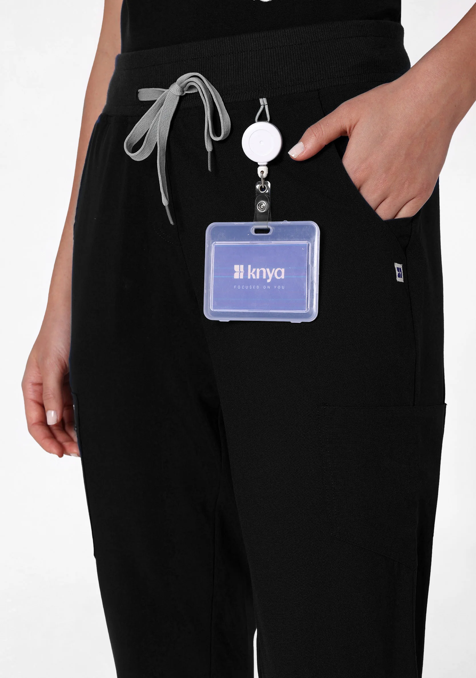 ecoflex™ Women's Mandarin Collar (Black) Scrubs - Image 4