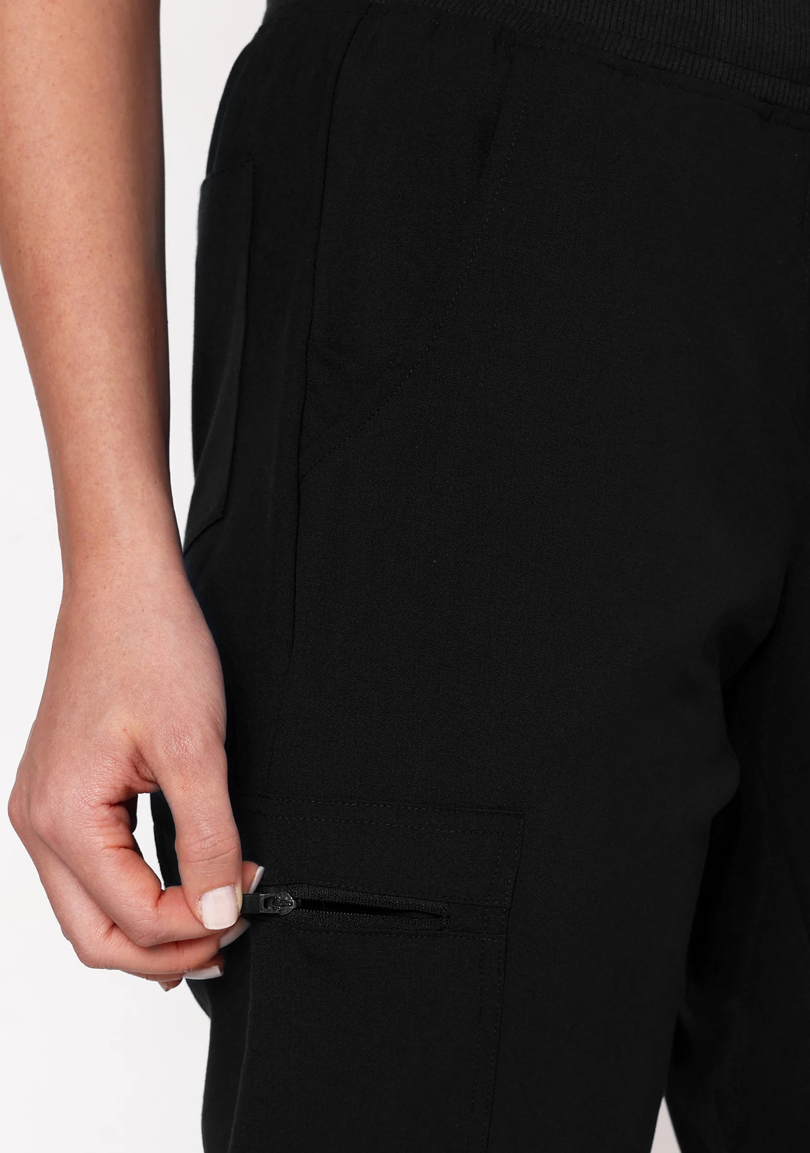 ecoflex™ Women's Mandarin Collar (Black) Scrubs - Image 5