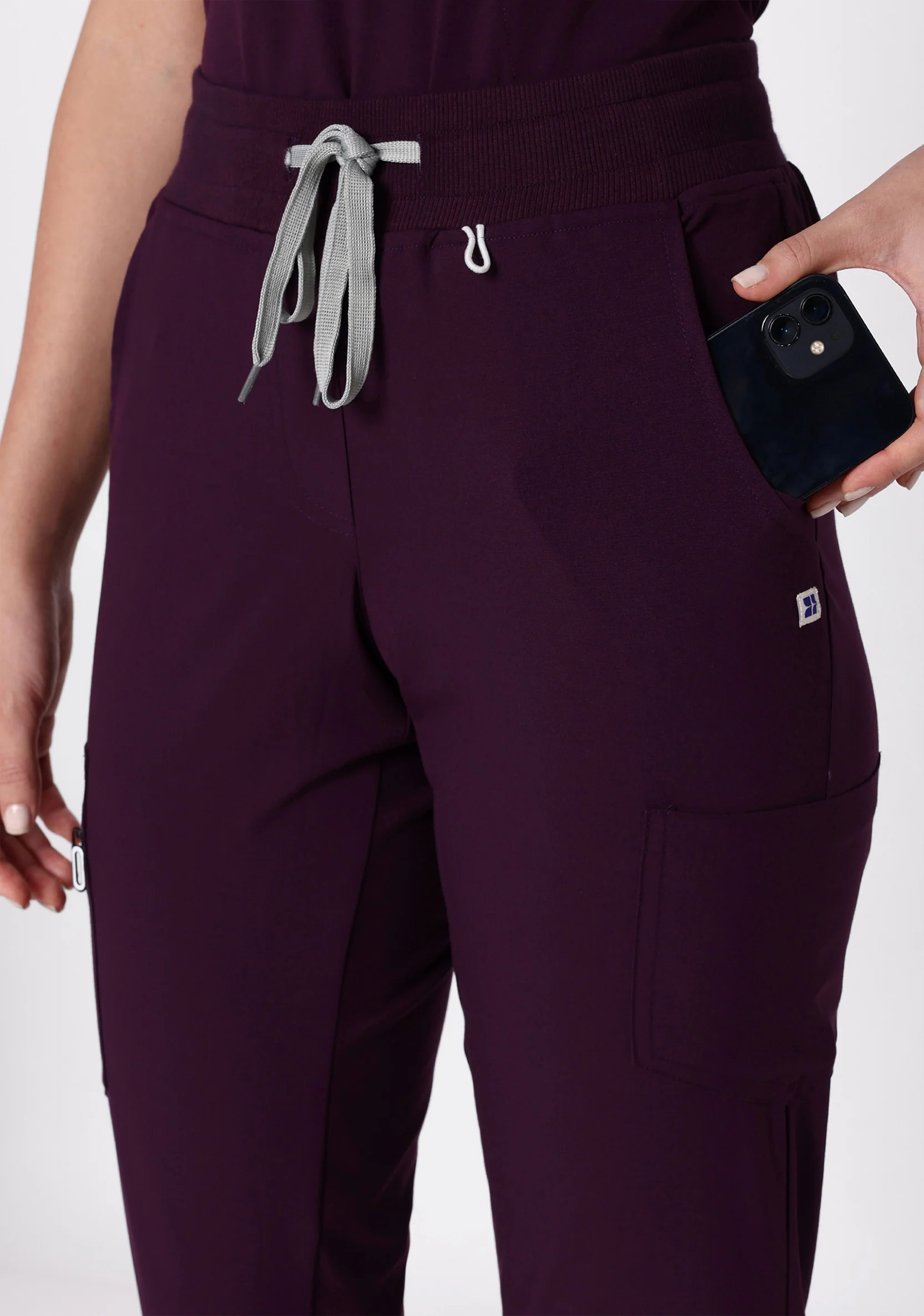 ecoflex™ Women's Mandarin Collar (Wine) Scrubs - Image 3