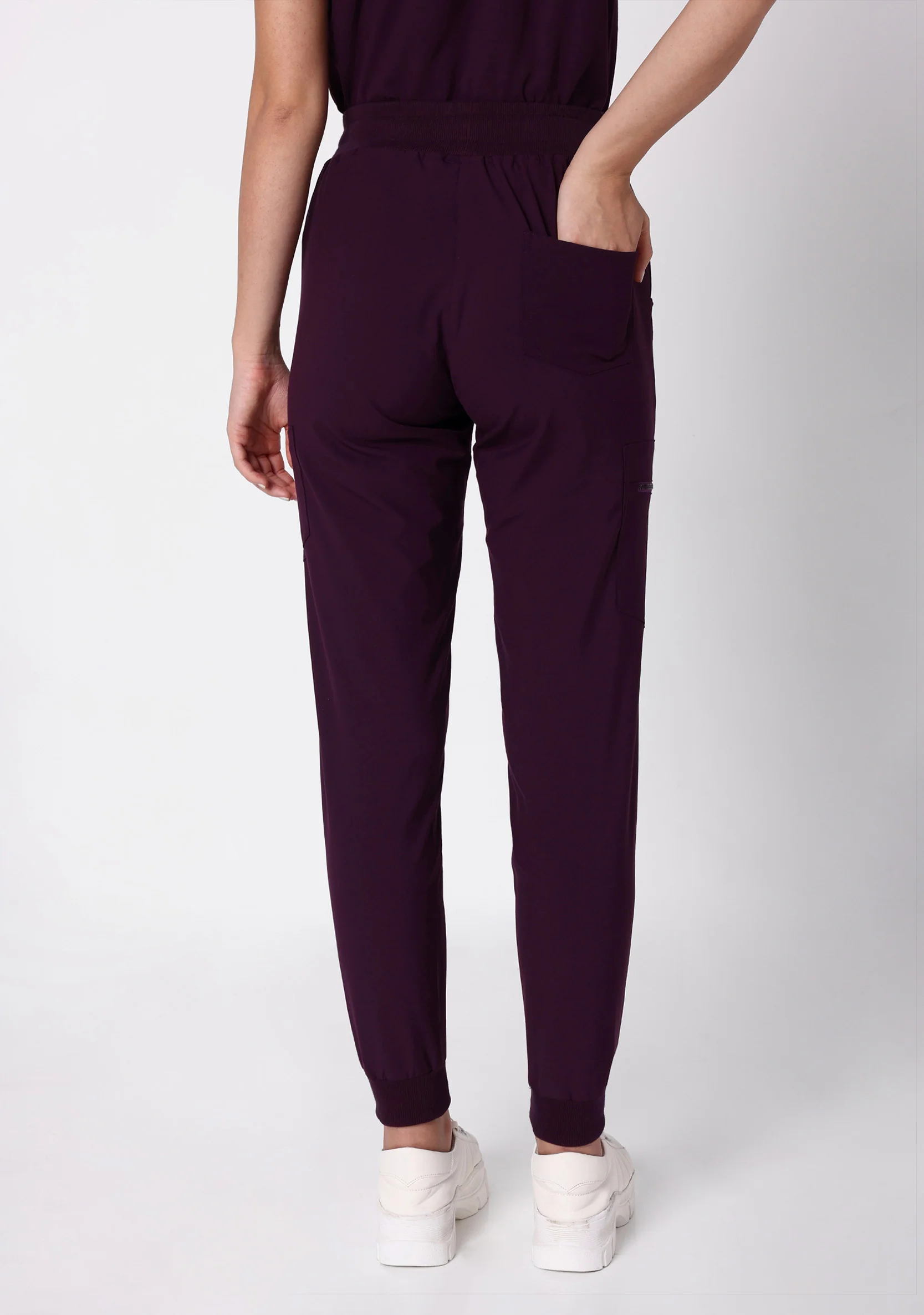 ecoflex™ Women's Mandarin Collar (Wine) Scrubs - Image 5