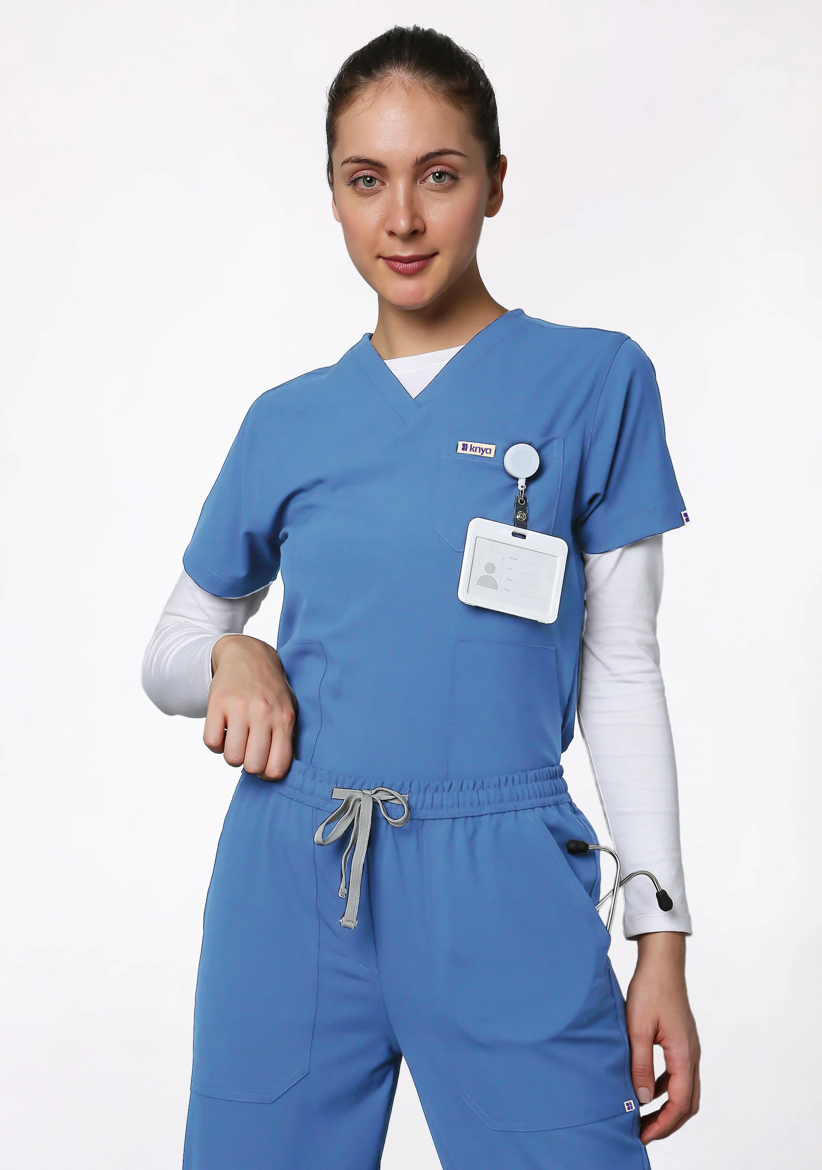 ecoflex™ Women's V-Neck (Ceil Blue) Scrub - Image 3