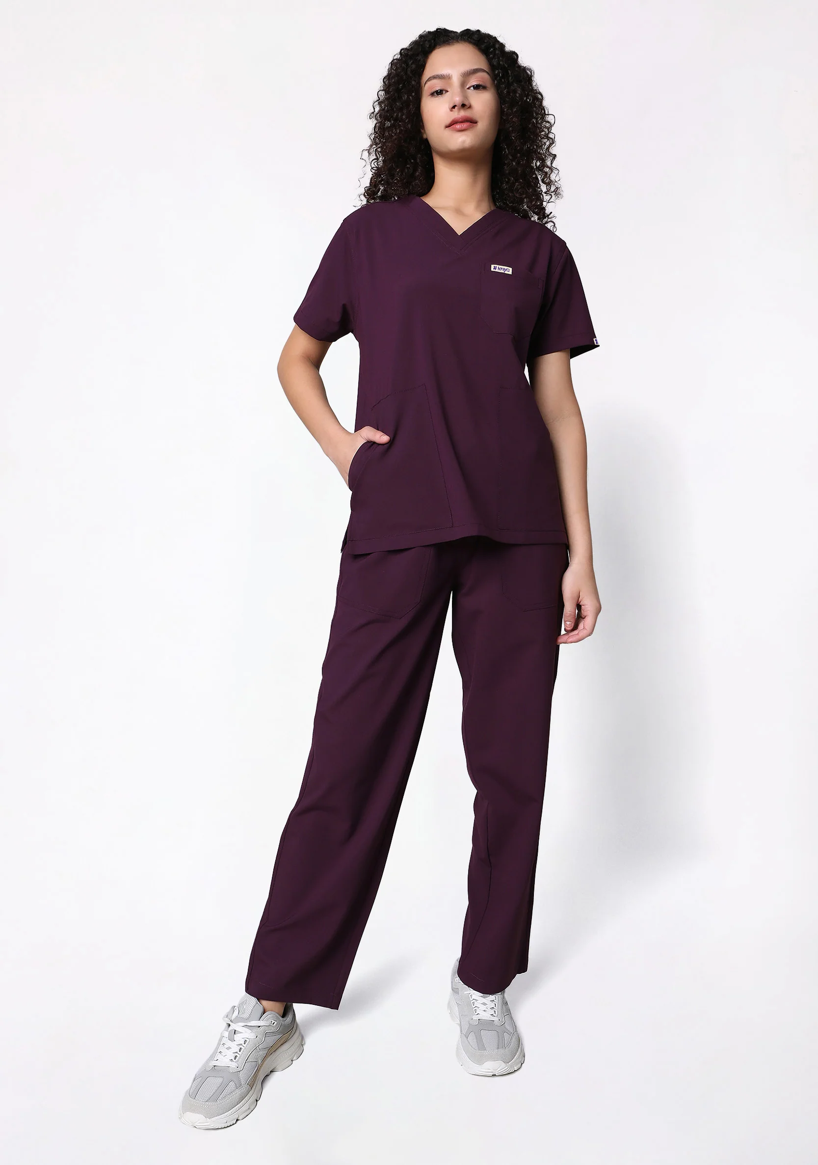 ecoflex™ Women's V-Neck (Wine) Plus Size Scrub